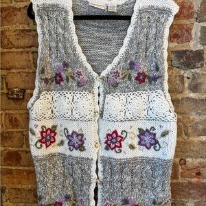 Adrian Delafield Vintage Women’s Sweater Vest Floral Size Large